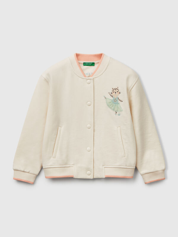 Bomber in felpa di misto cotone Bambina