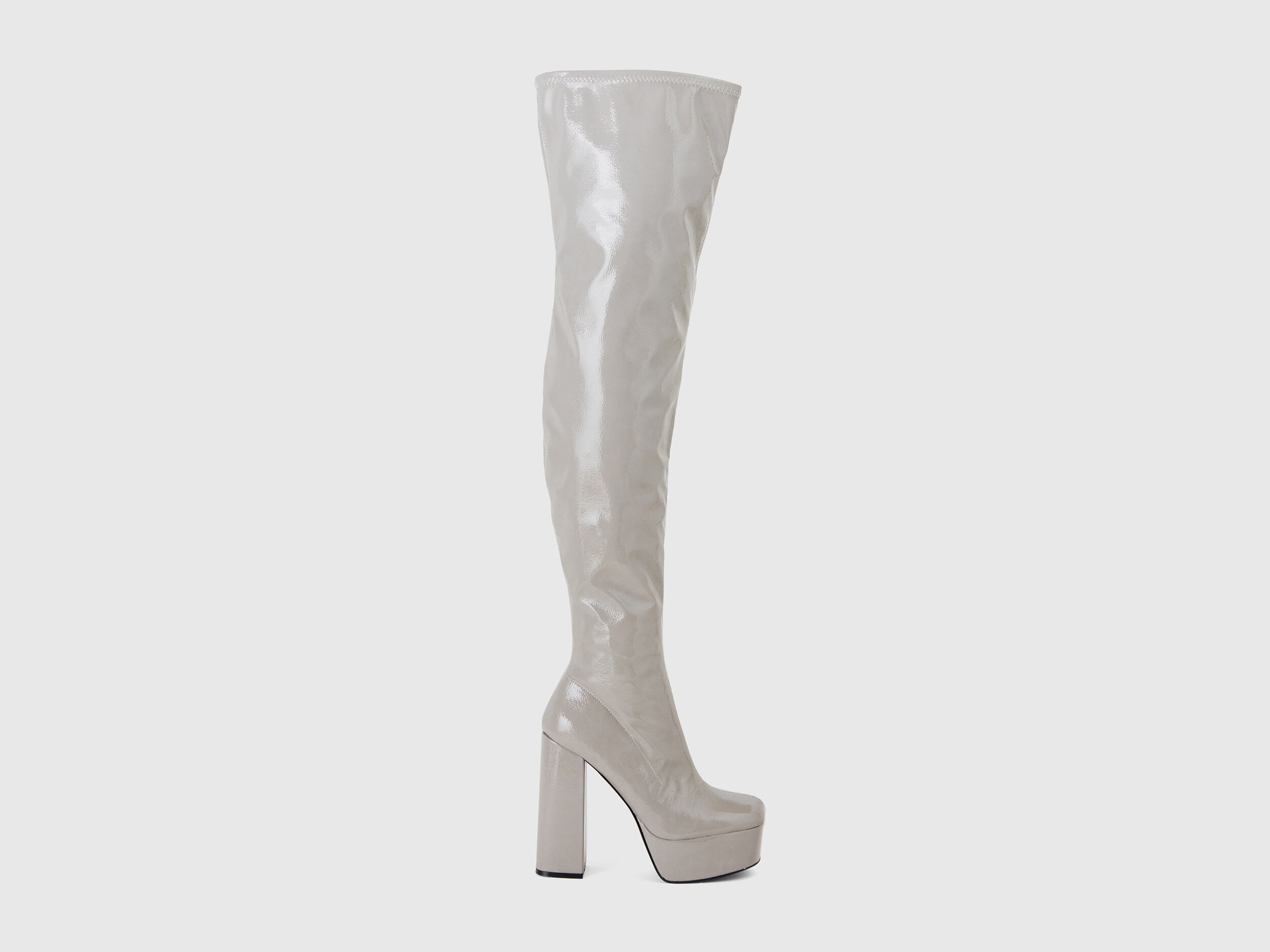 Stivali alti grigio lucido Grigio Donna Benetton