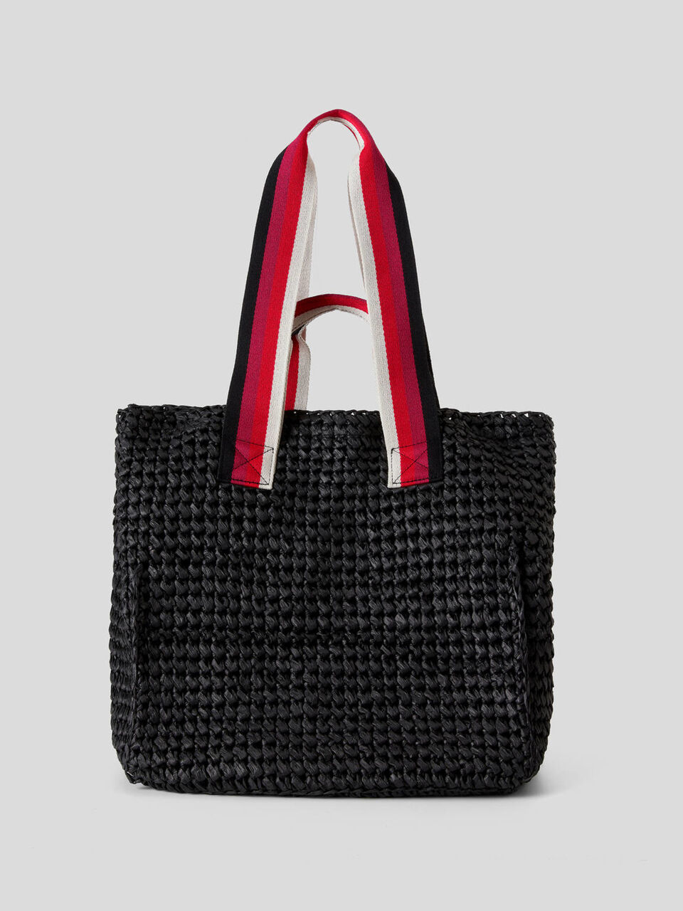 Borsa effetto paglia con manici a righe image number 1