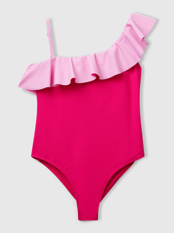 Costume intero con volant Bambina