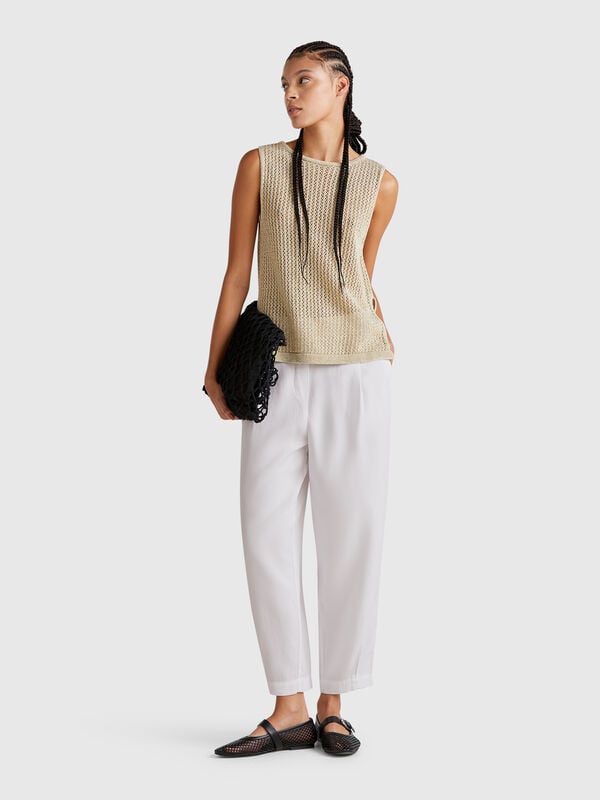 Pantaloni fluidi con pinces Donna