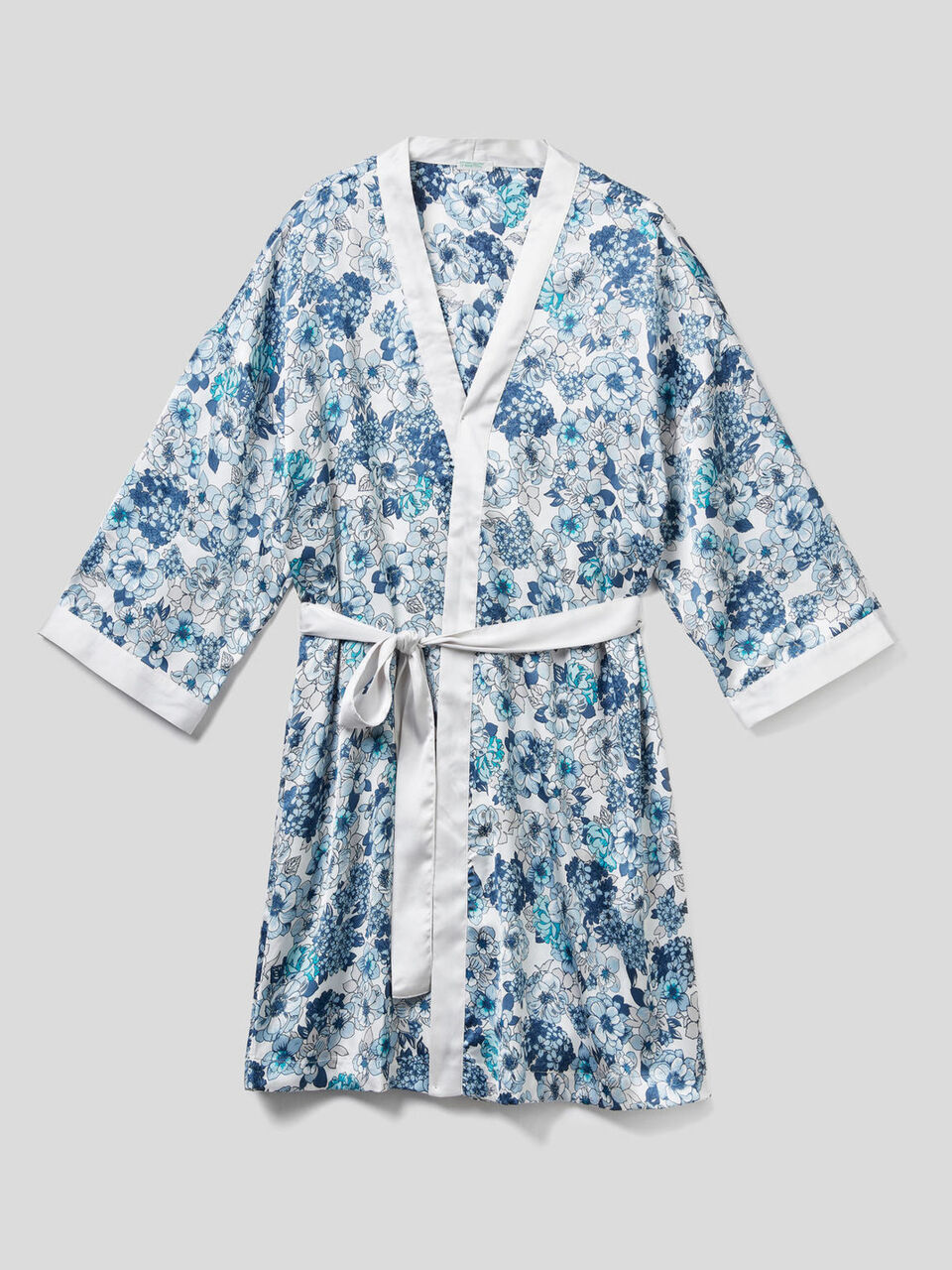 Vestaglia kimono in raso stampato image number 1