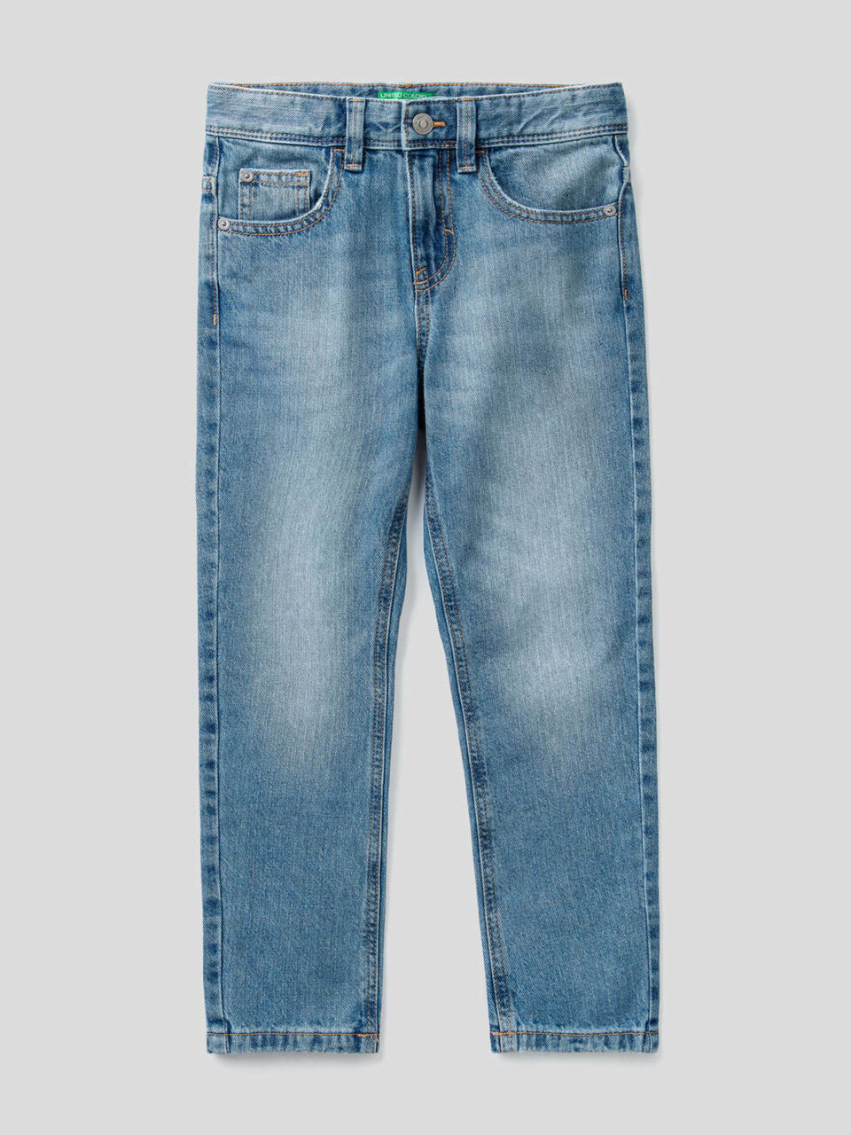 Jeans straight leg in denim 100% cotone image number 1