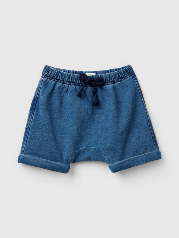 Shorts con patch in felpa effetto denim Baby