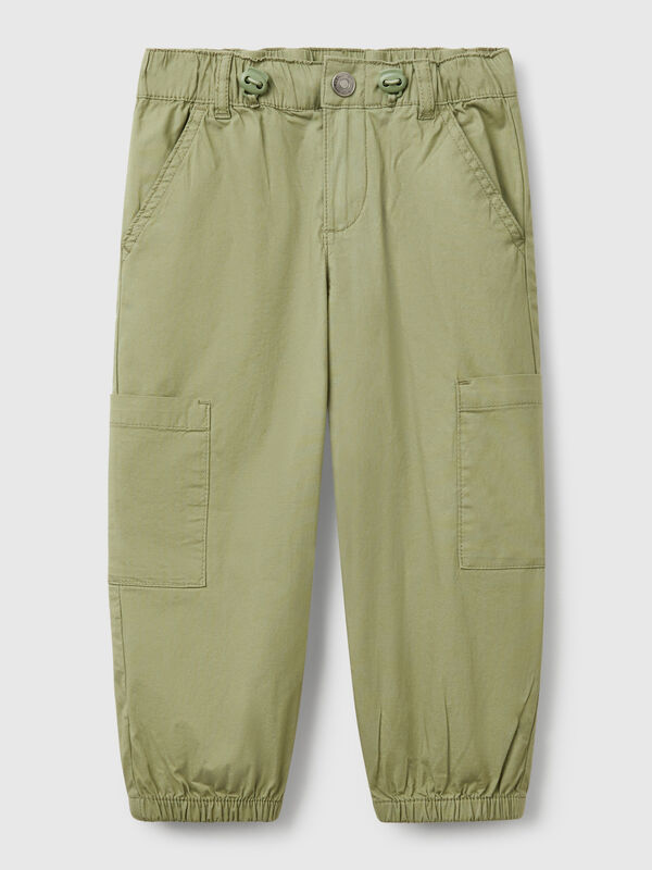 Pantaloni parachute in cotone stretch Bambino