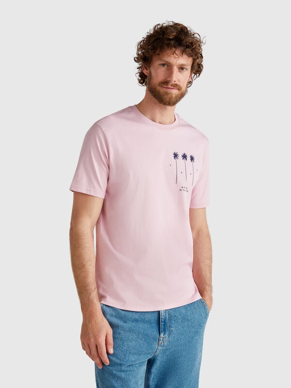 Maglietta rosa pastello con grafica Uomo