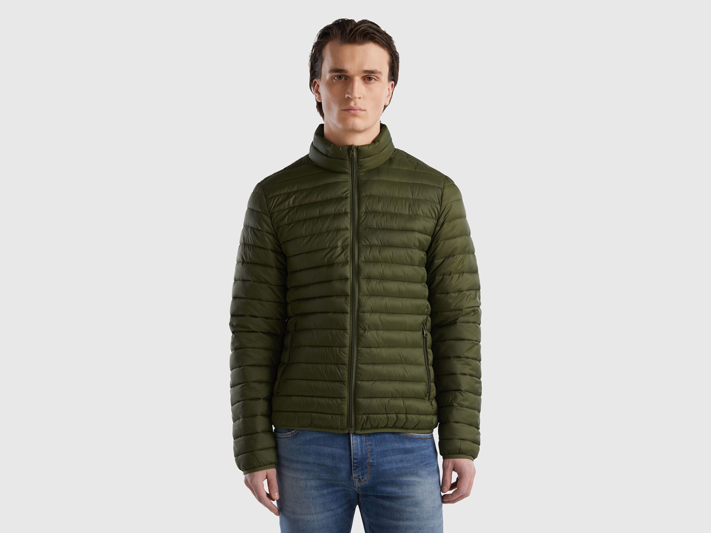 Giubbotto imbottito con ovatta riciclata Verde oliva Uomo Benetton