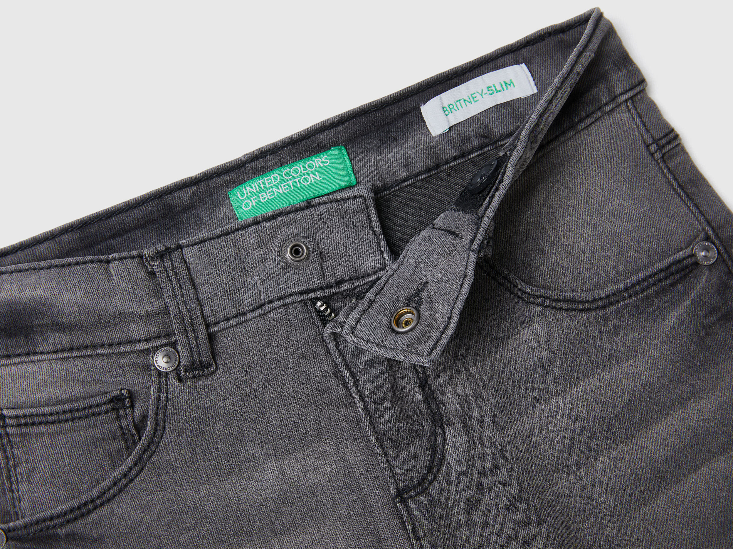 Jeans slim fit cinque tasche Nero Bambina Benetton