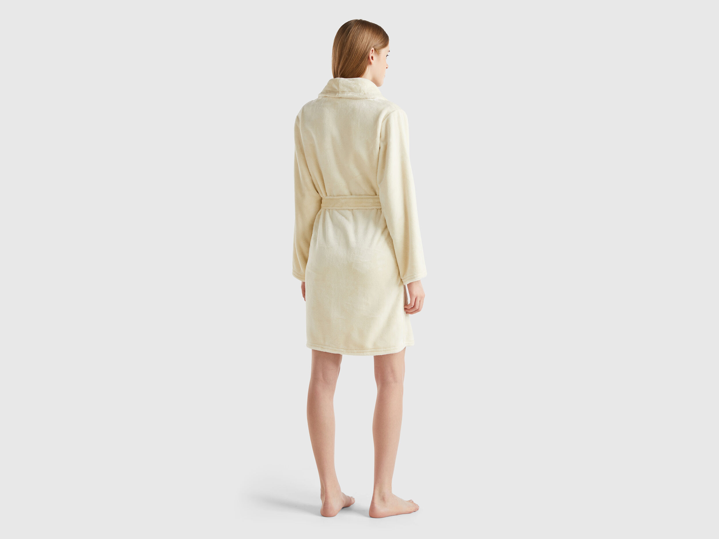 Vestaglia in pelliccetta sintetica Bianco Panna Benetton