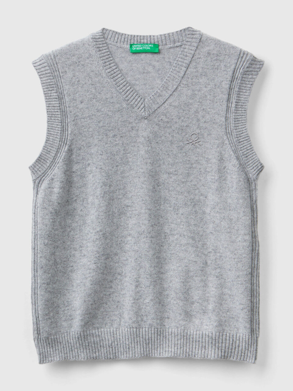 Gilet in misto lana e cashmere Grigio Chiaro Benetton
