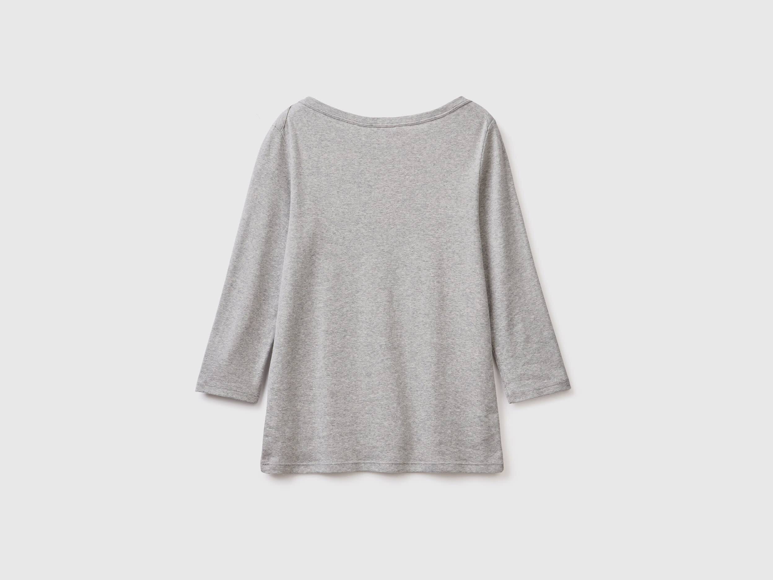 T shirt con scollo a barchetta 100 cotone Grigio Chiaro Benetton
