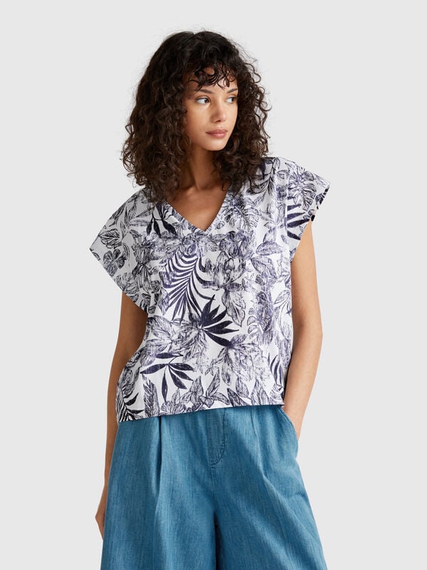 Maglietta con stampa fiori Donna
