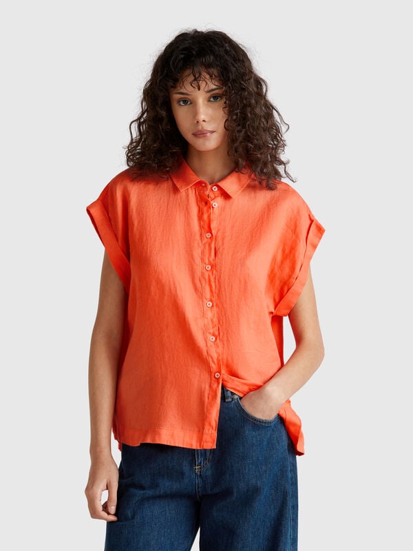 Camicia regular fit in puro lino Donna