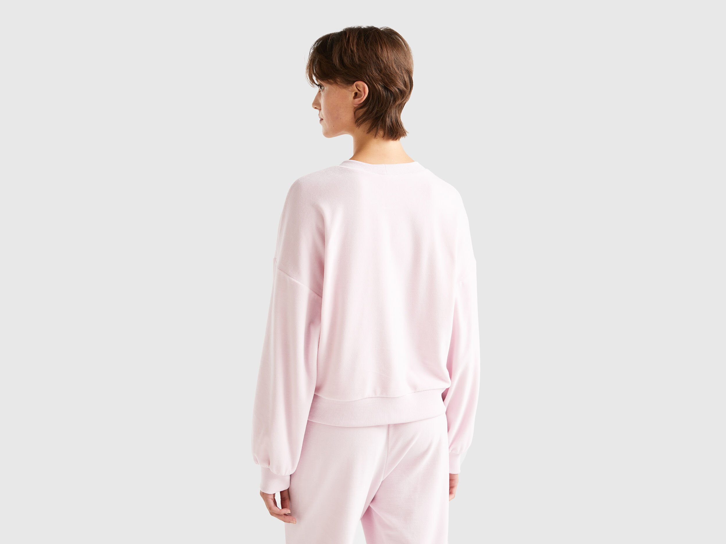 Felpa in ciniglia Lilla Donna Benetton