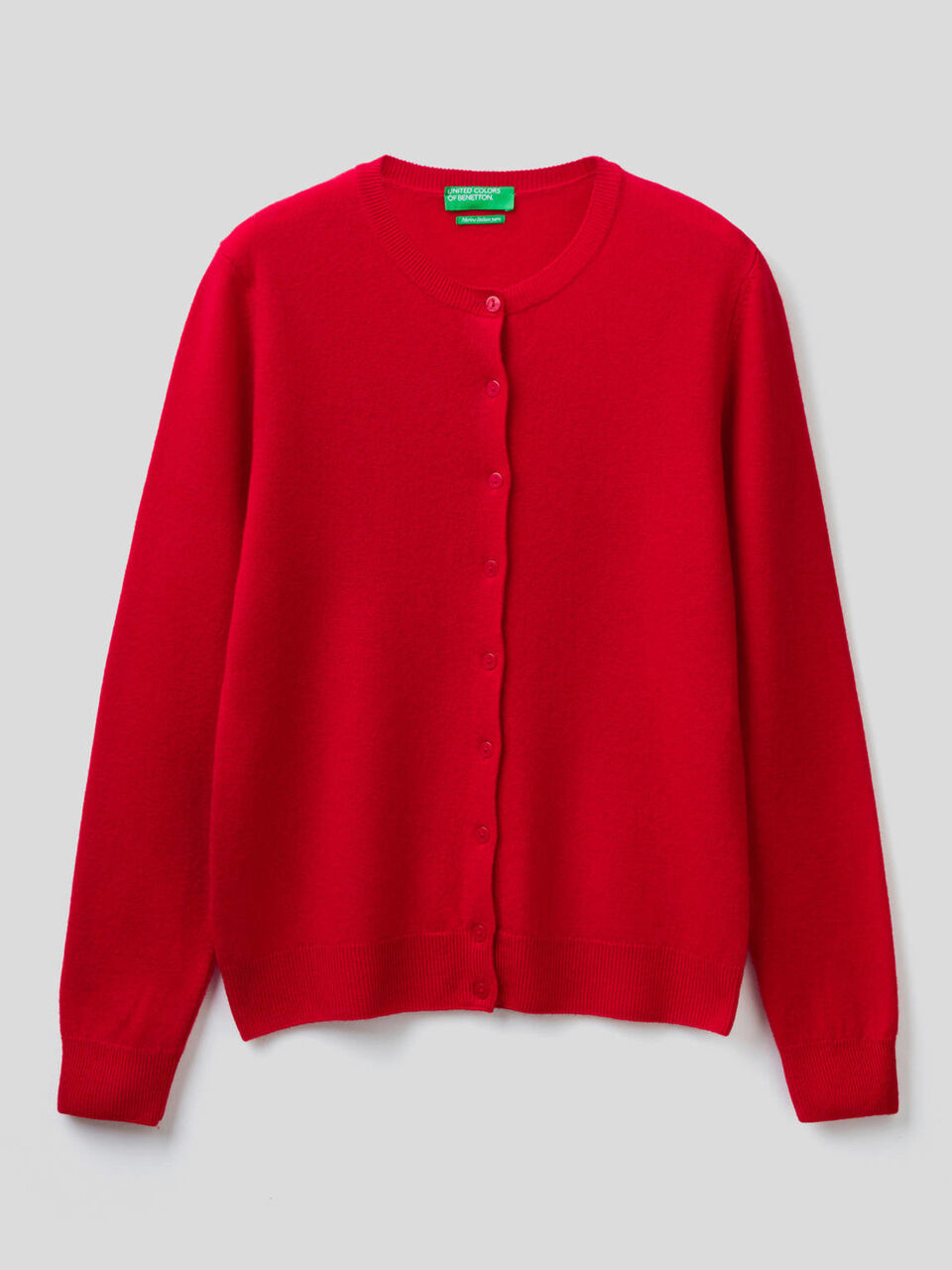 Cardigan girocollo in pura lana vergine image number 1