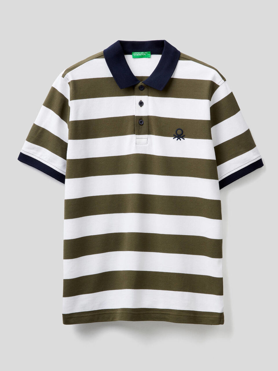 Polo a righe in cotone stretch image number 1