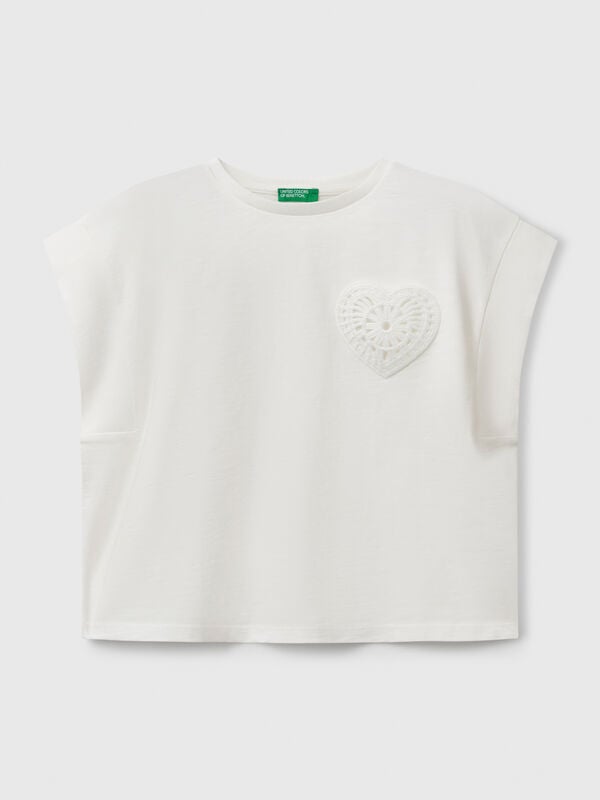 T-shirt con patch macramè Bambina