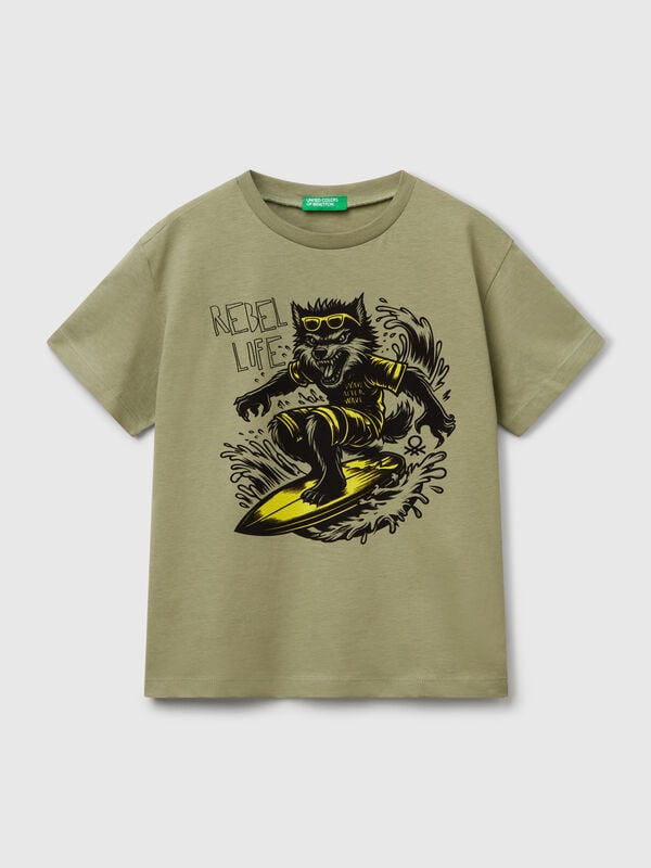 T-shirt con stampa fluo Bambino