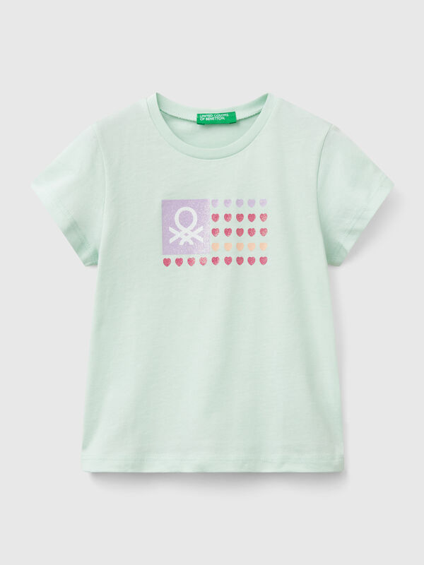 Maglietta con stampa glitter Bambina