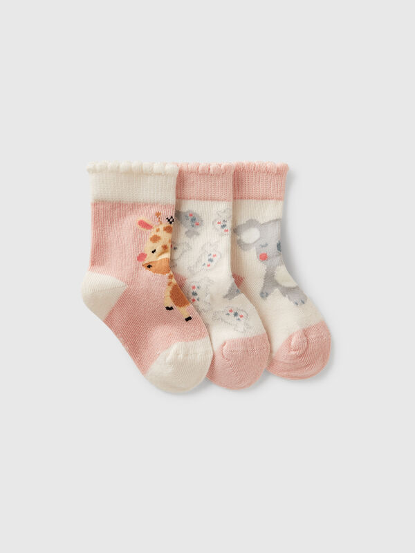 Tre paia di calzini con animaletti Baby