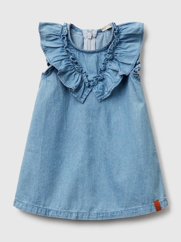 Vestito in chambray con volant Baby