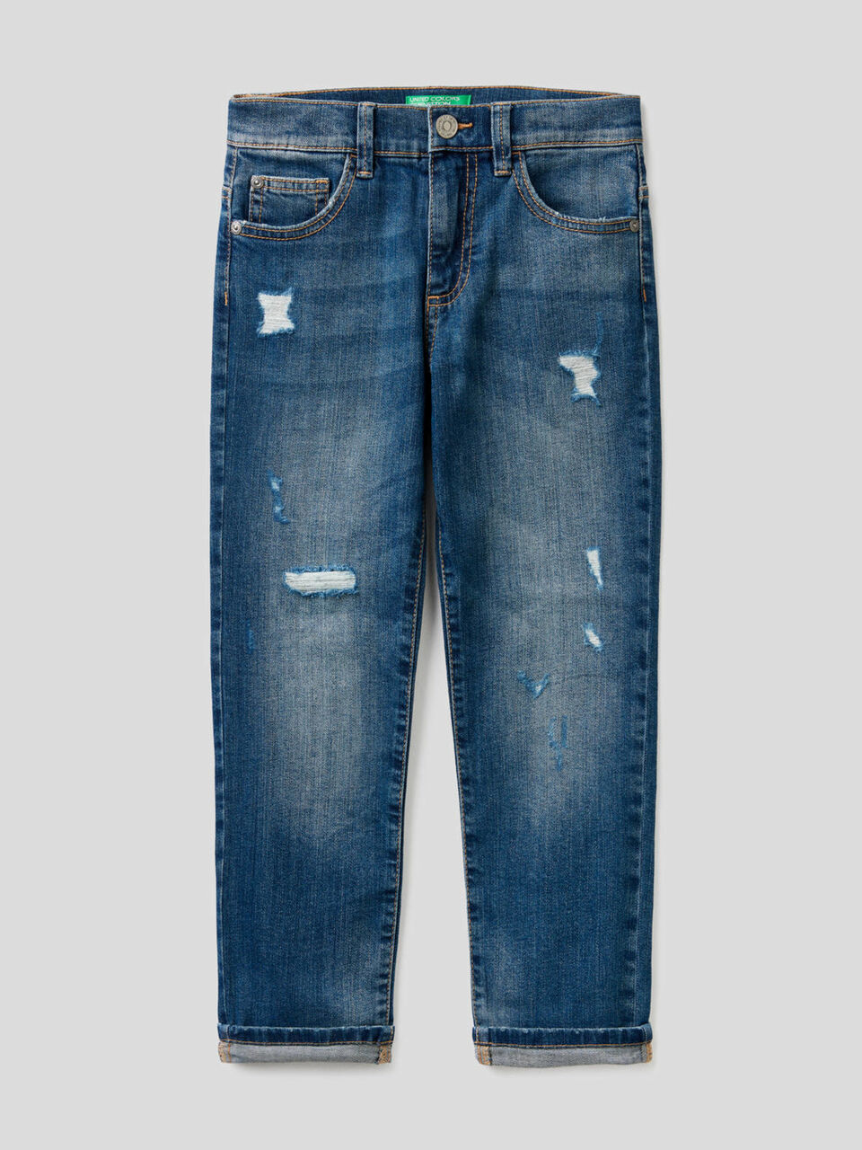 Jeans in cotone stretch con rotture image number 1