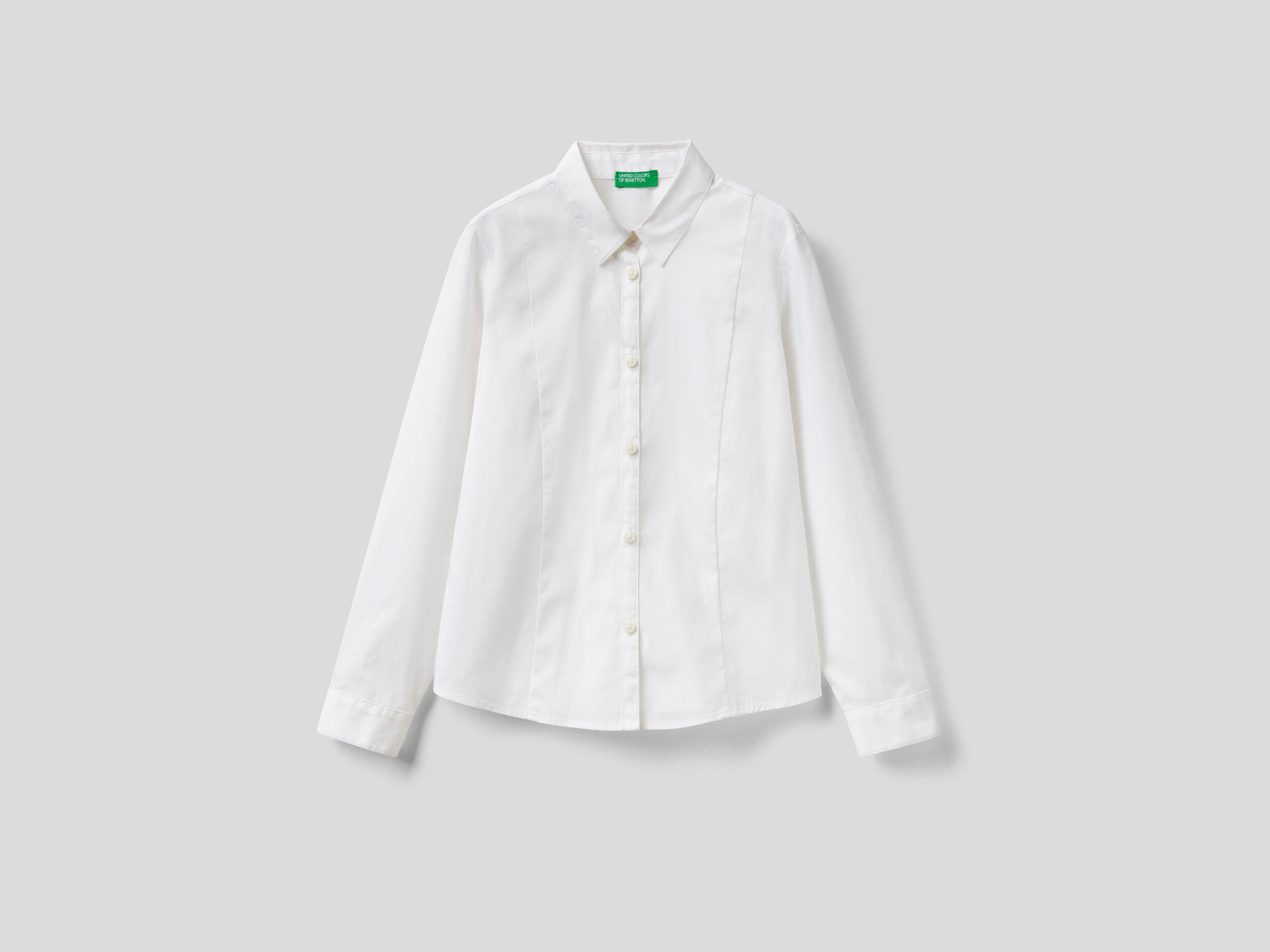 Camicia Bianca In Misto Cotone Stretch United Colors of Benetton Abbigliamento Camicie Camicie a maniche lunghe 