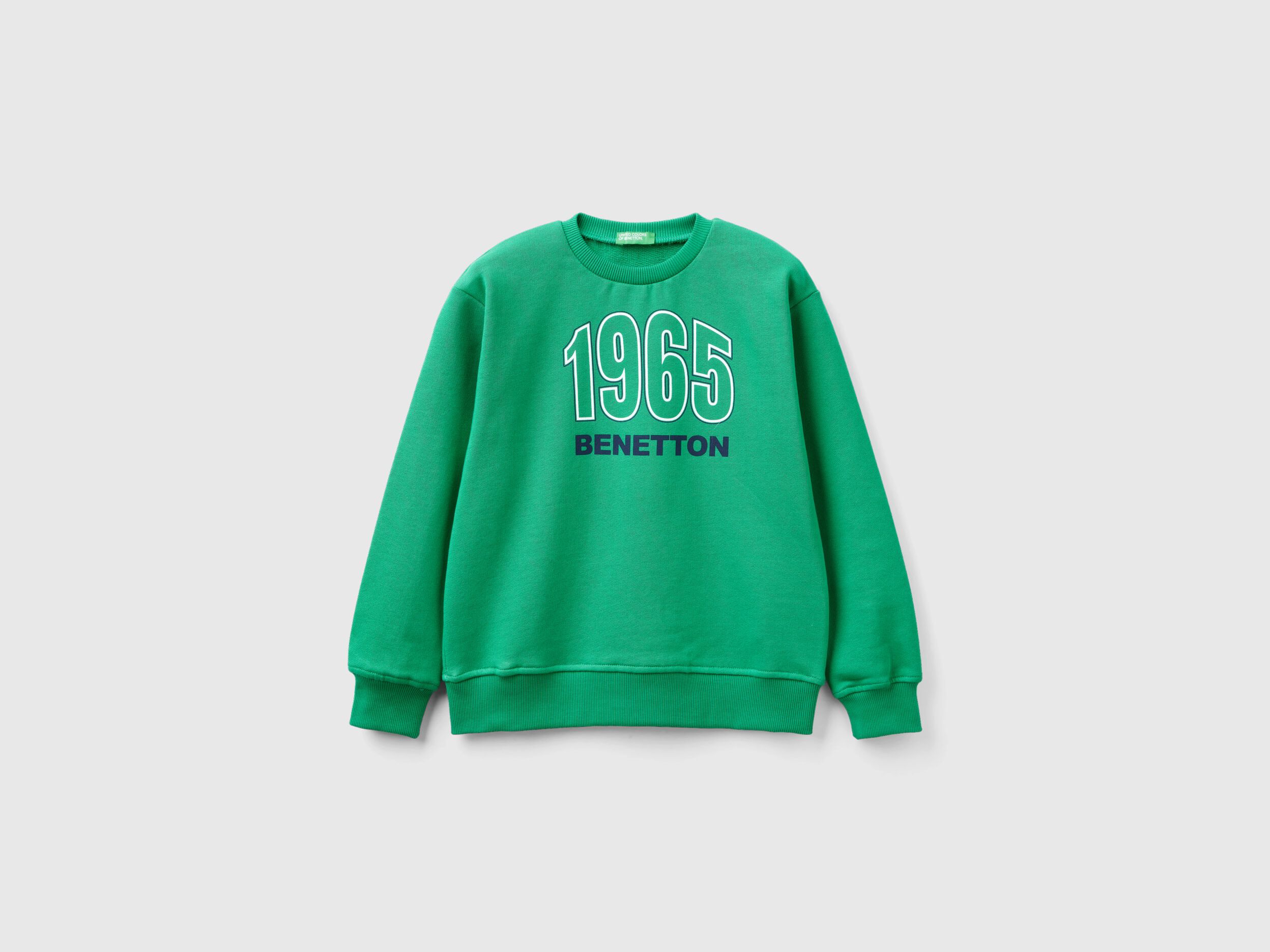 Felpa con stampa logo Verde Bambino Benetton