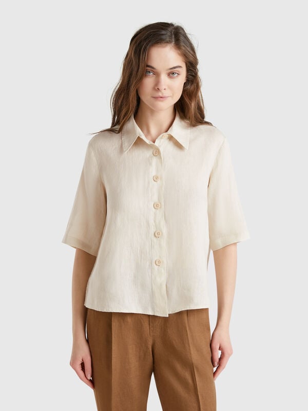 Camicia corta in puro lino Donna