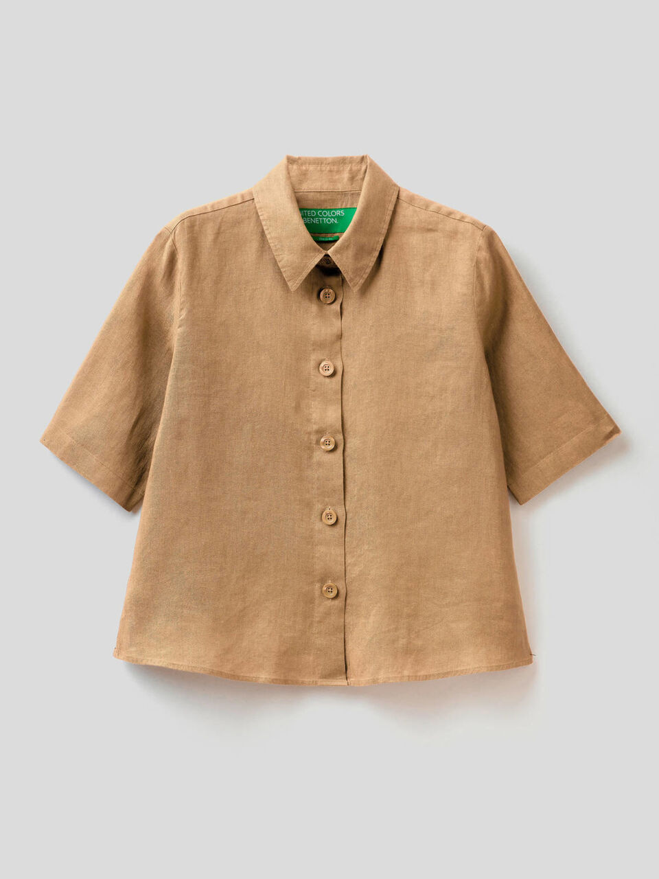 Camicia corta in puro lino image number 1