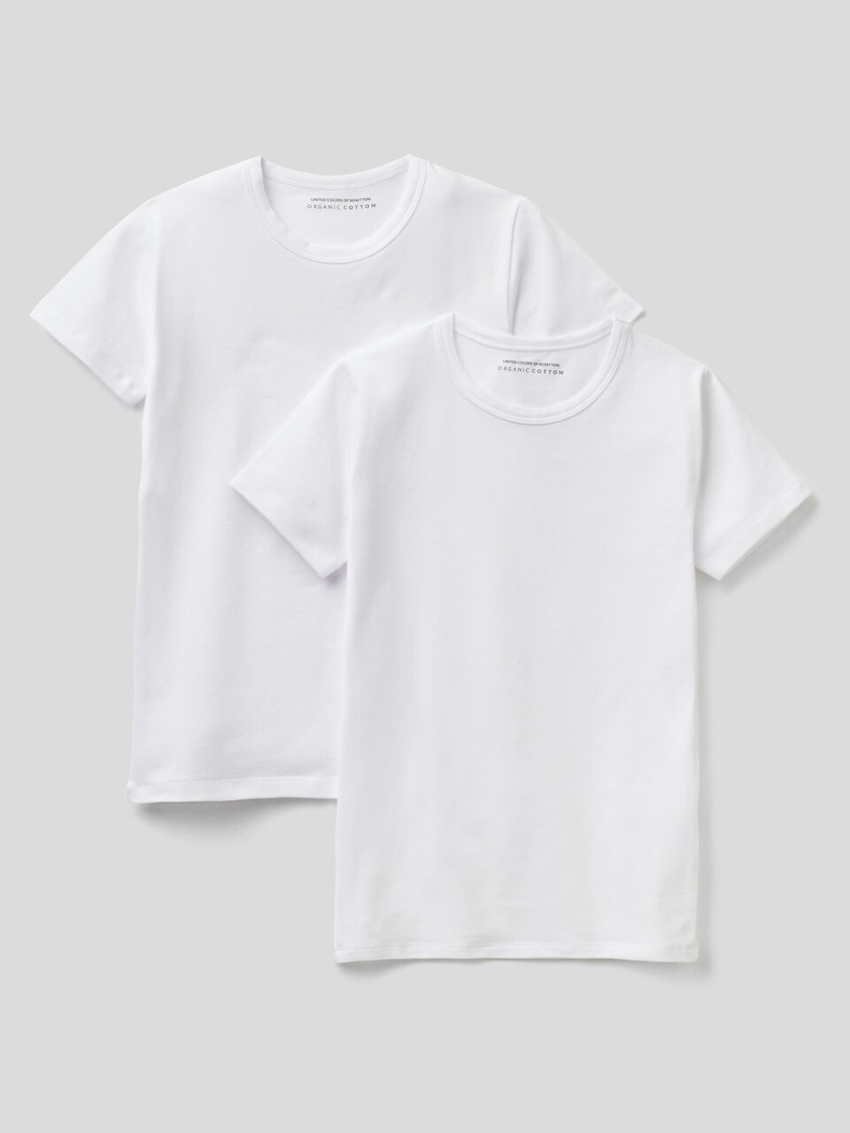 Due t-shirt bianche in cotone bio stretch image number 1