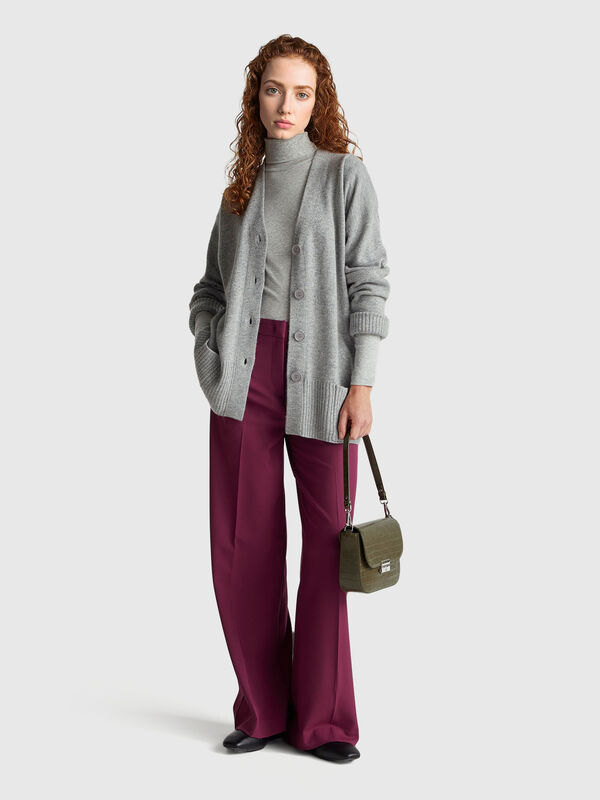 Cardigan over fit in misto lana Donna