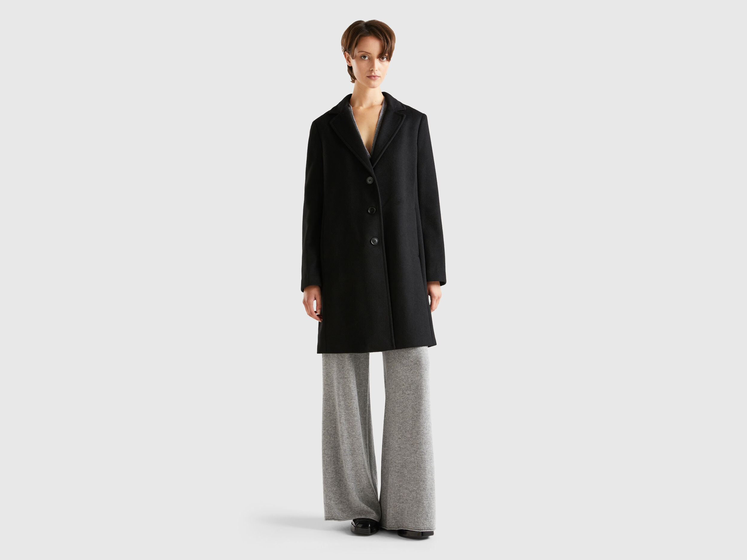 Cappotto corto in panno misto lana