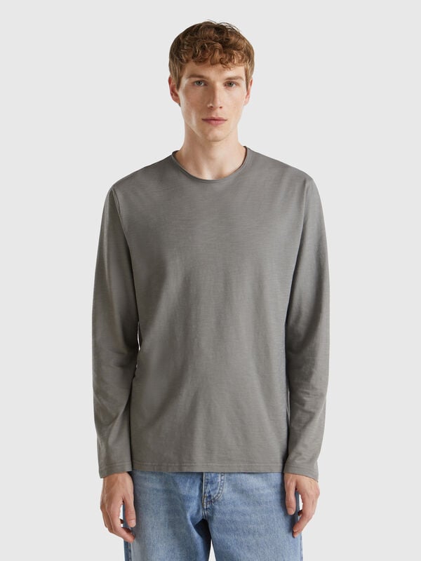 T-shirt a manica lunga in 100% cotone Uomo