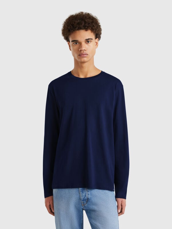 T-shirt a manica lunga in puro cotone Uomo