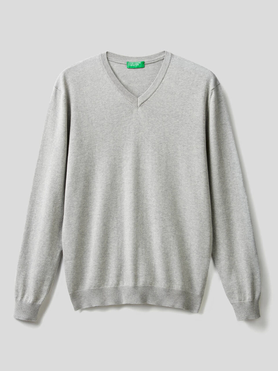 Maglia in puro cotone con scollo a V image number 1