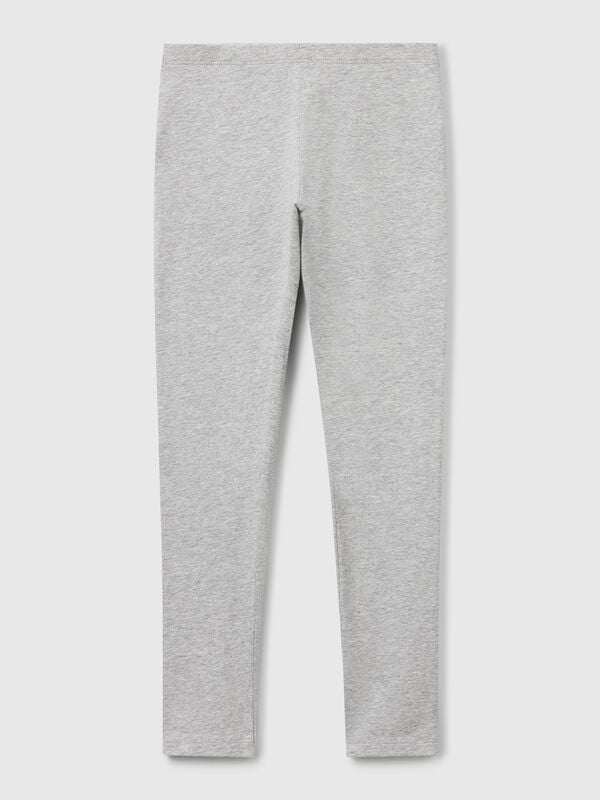 Leggings in cotone stretch con logo Bambina