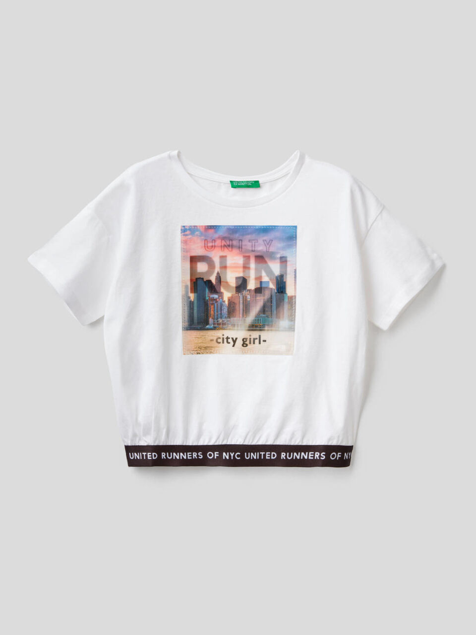 T-shirt cropped con stampa cangiante image number 1