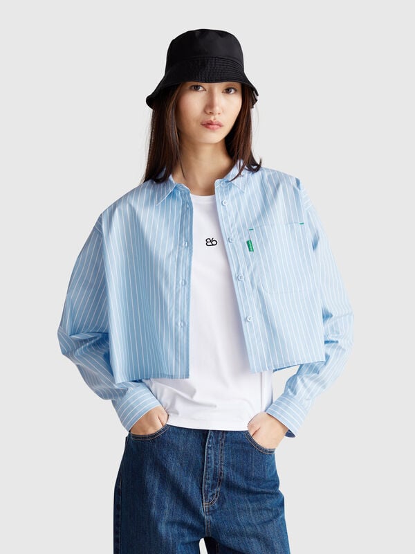 Camicia cropped in puro cotone Donna