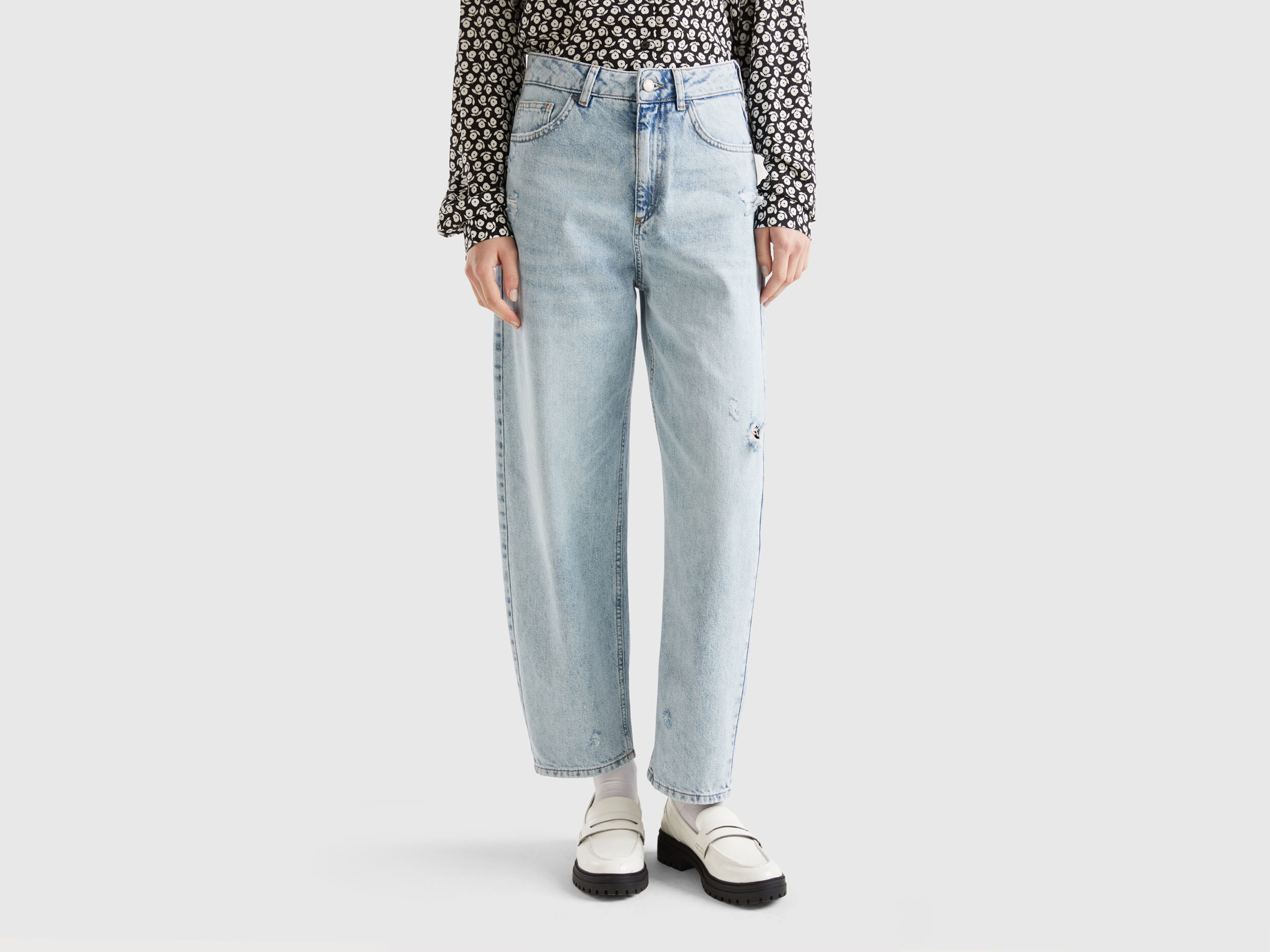 Jeans balloon fit Azzurro Donna Benetton