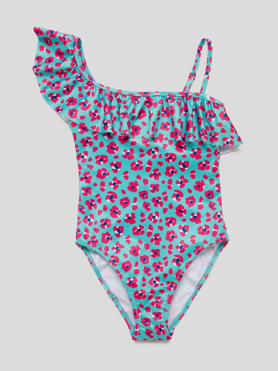 Costume intero a fiori con balza image number 1