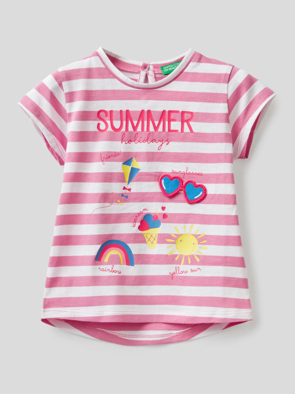 T-shirt a righe in 100% cotone image number 1