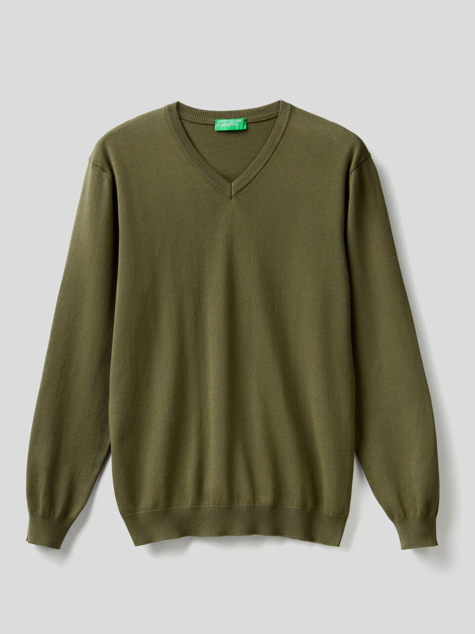 Maglia in puro cotone con scollo a V image number 1