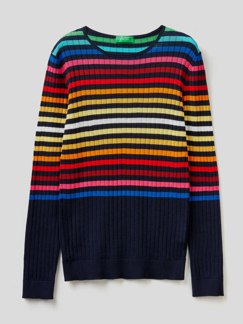 Maglia 100% cotone a righe multicolor image number 1