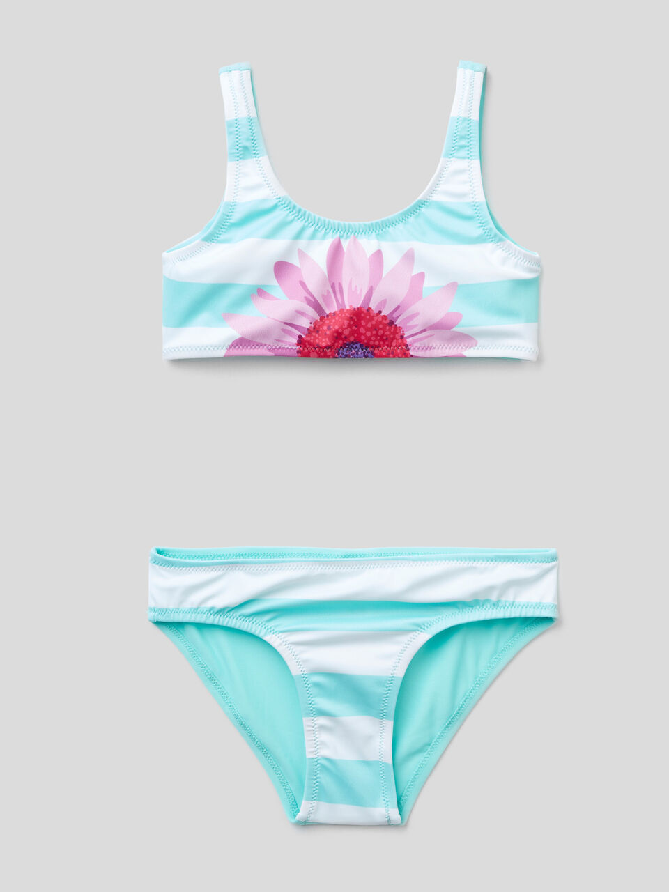 Bikini a righe con fiore image number 1