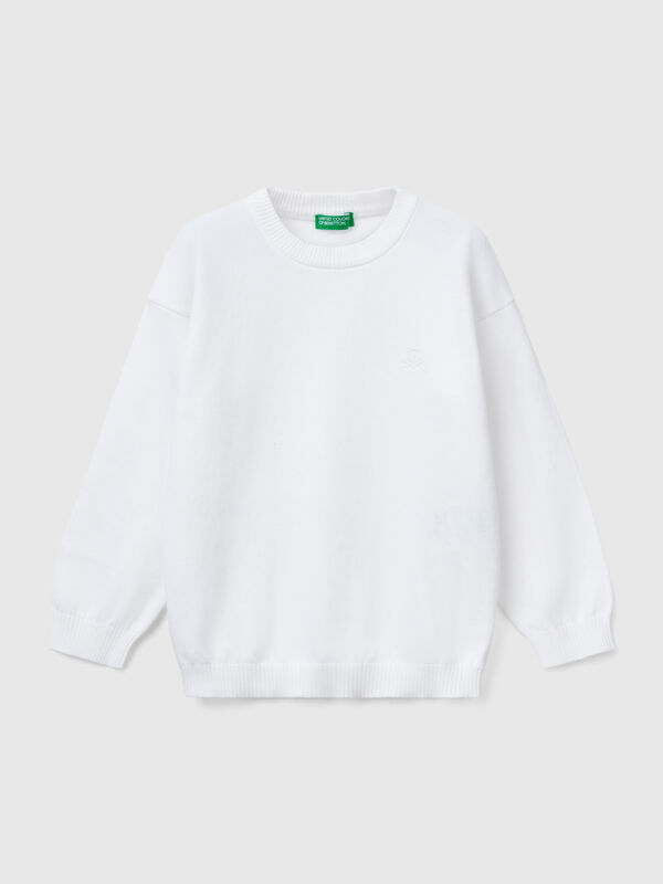 Maglioncino in puro cotone con logo Bambino