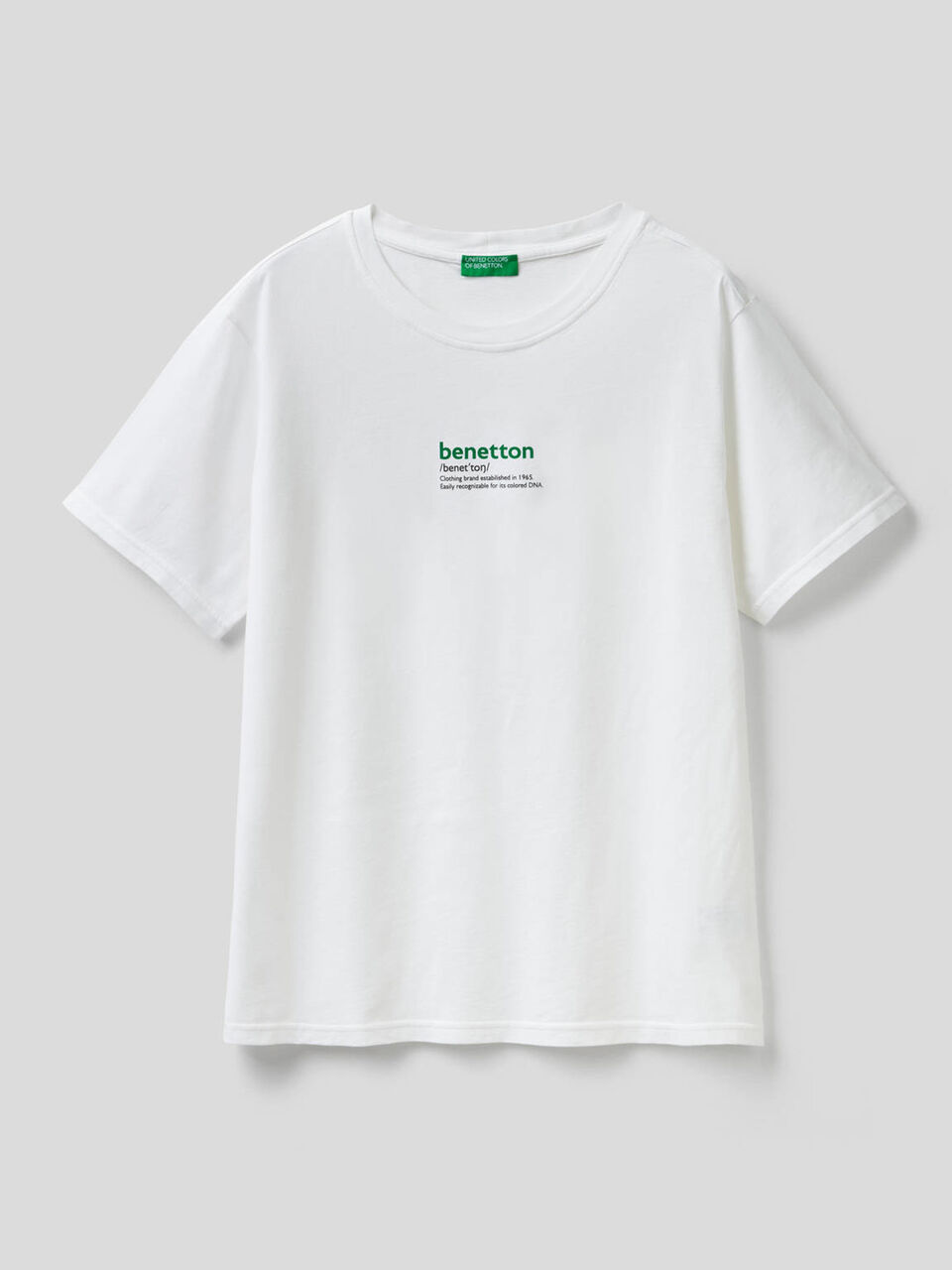 T-shirt bianca in puro cotone con stampa image number 1