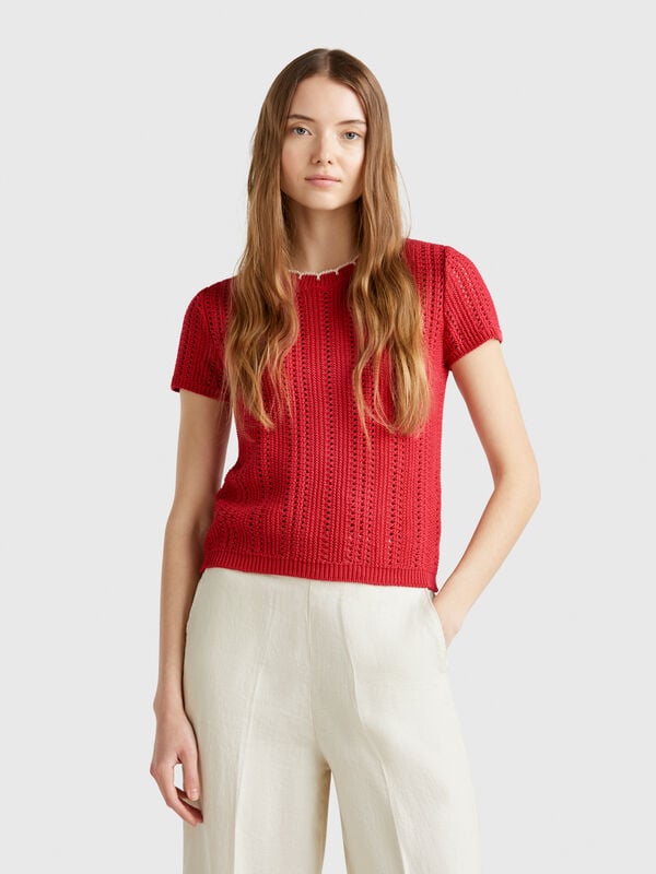 Maglia traforata in puro cotone Donna