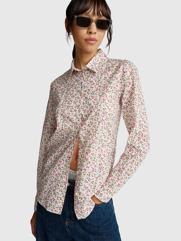 Camicia fantasia in cotone leggero Donna