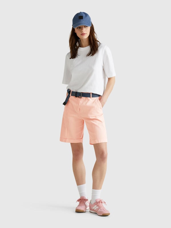 Bermuda con risvolto in cotone stretch Donna